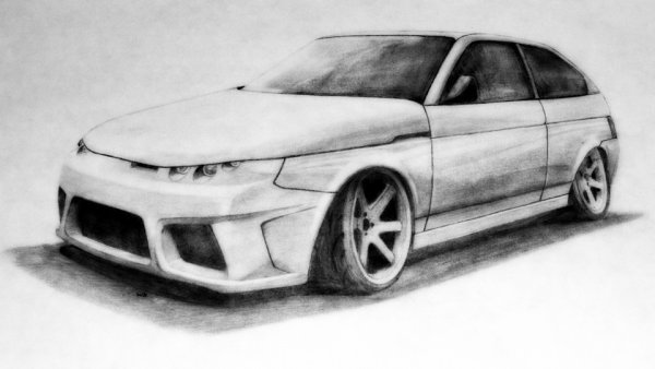 ВАЗ 2112 рисунок карандашом сзади БПАН