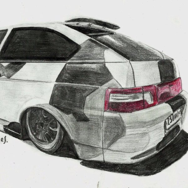 Нарисовать ВАЗ 2114 сзади