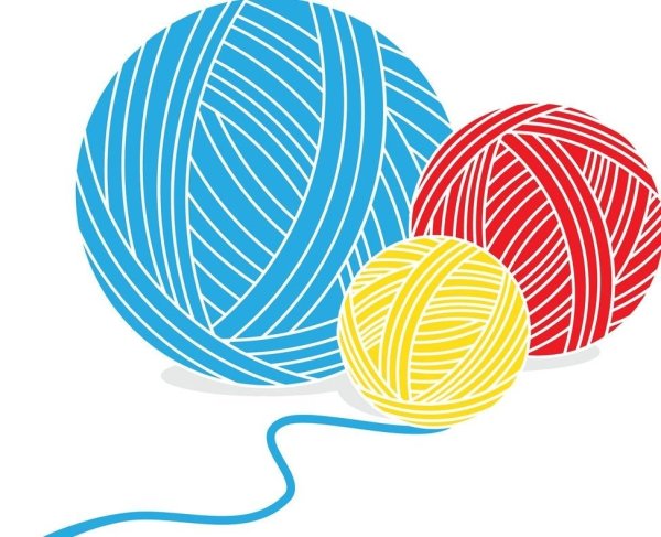 Клубок ниток на прозрачном фоне