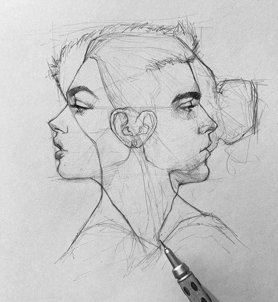 Наброски лица человека