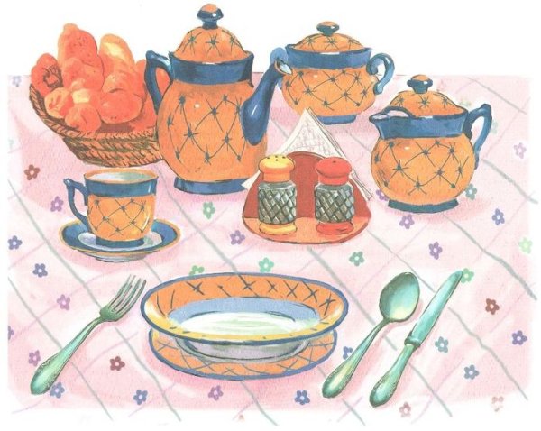 Посуда. Раскраска