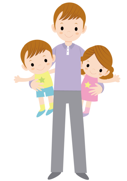 Папа с детьми на прозрачном фоне