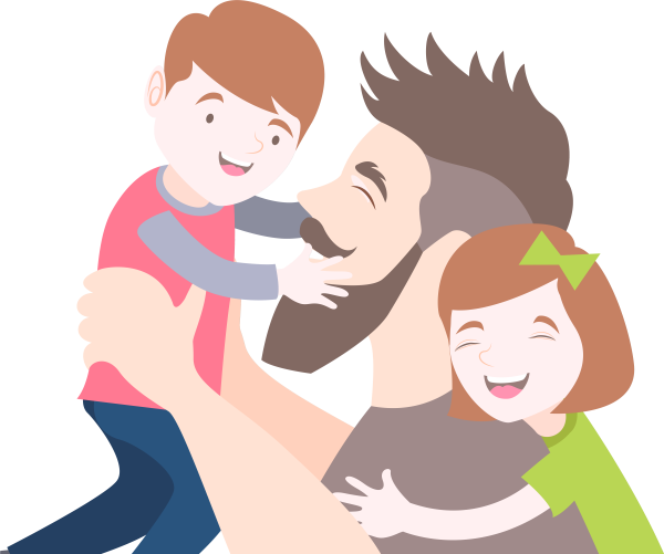 Папа с детьми мультяшные