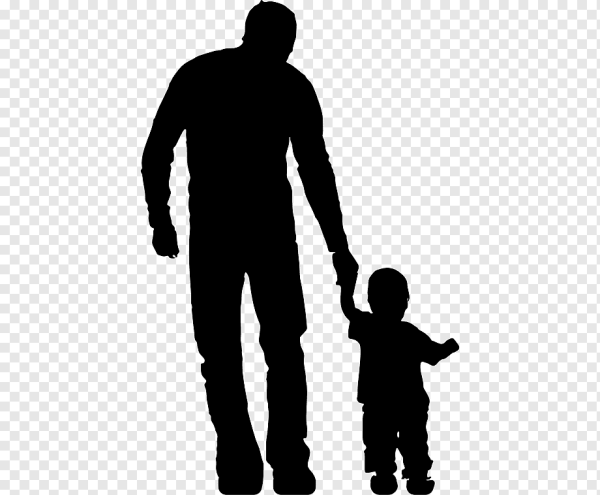 Силуэт папа с детьми