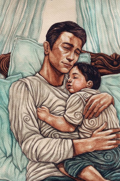 Папа и сын рисунок