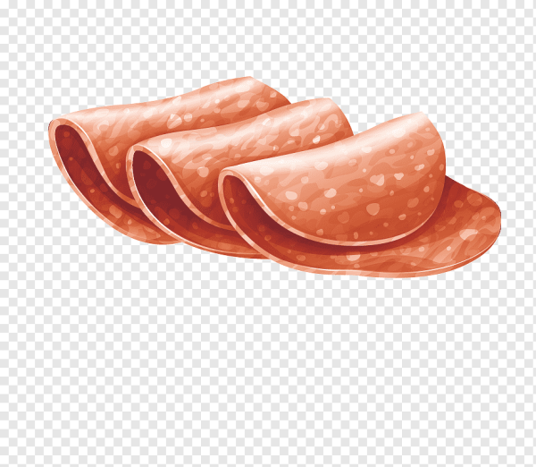 Кусок колбасы на прозрачном фоне