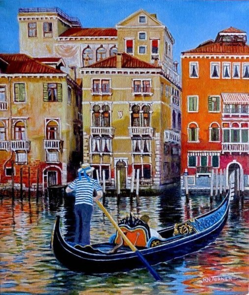 Венеция гондолы акварель