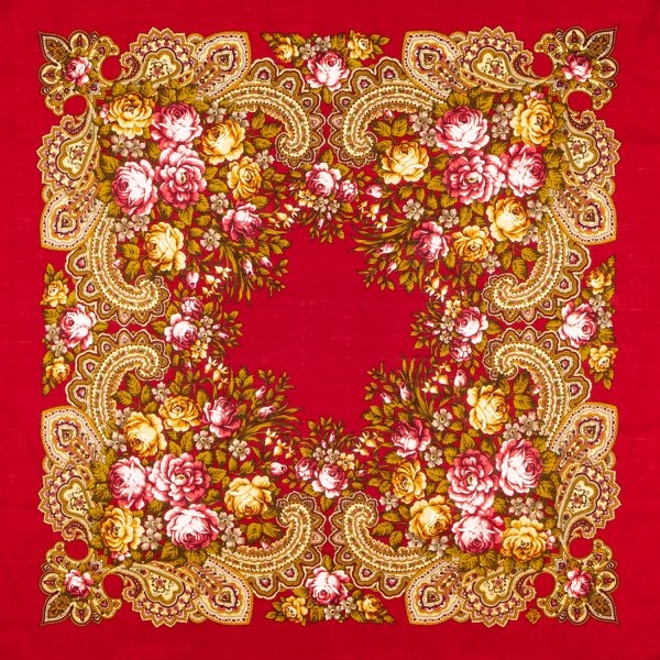 Павлопосадский платок незнакомка красный