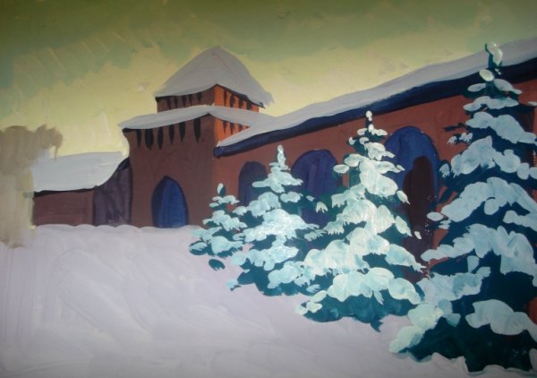 Нижегородский Кремль зимой рисунок