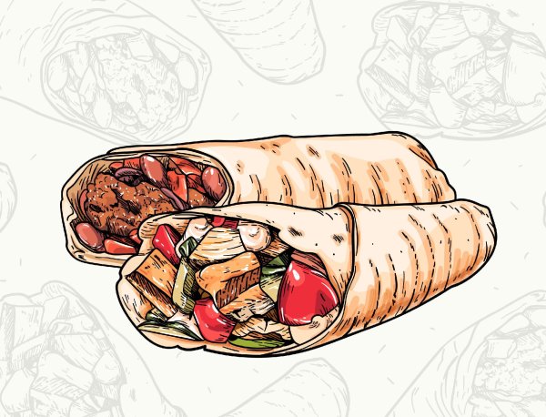 Шаурма нарисованная