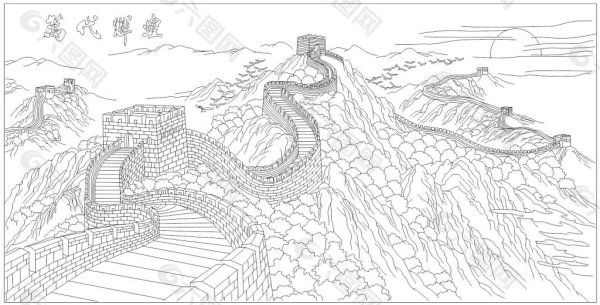 Древний Китай Великая китайская стена рисунок