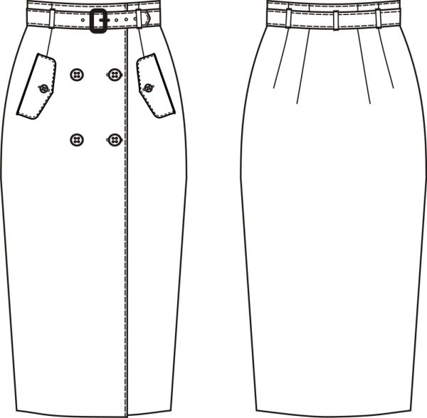 Юбка карандаш на пуговицах спереди выкройка