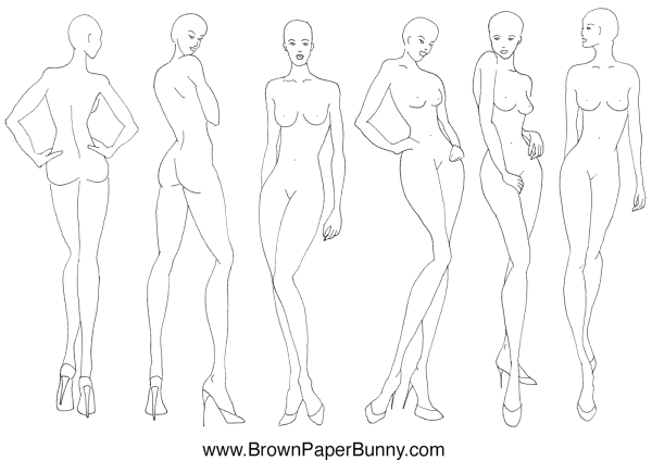 Эскиз женской фигуры для рисования одежды