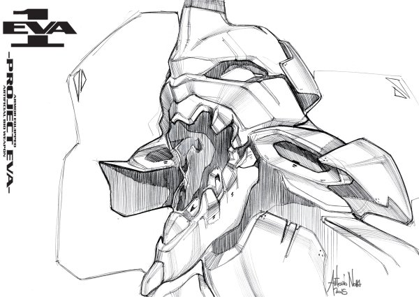 Евангелион ева черно белая