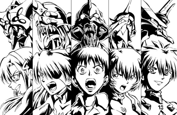 Аниме чб Евангелион