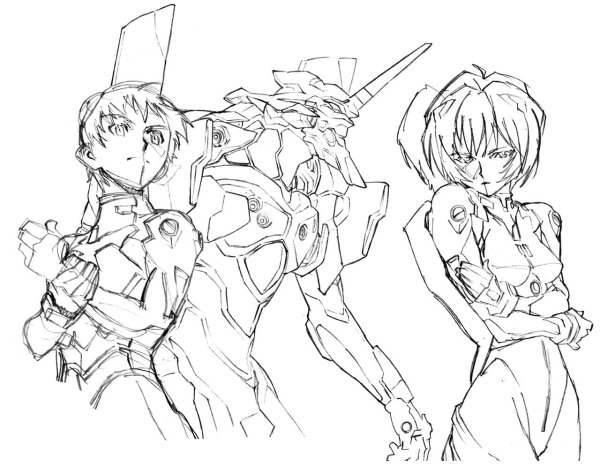 Рей Евангелион чб