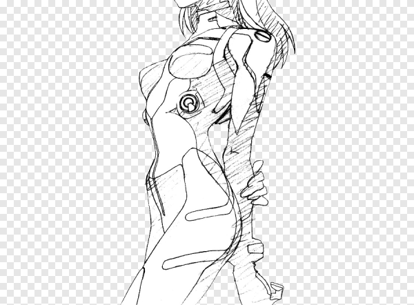 Аска Евангелион черно белая