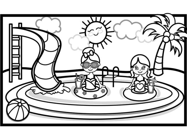 Раскраска бассейн для детей