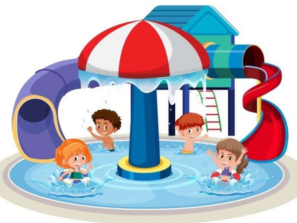 Водные горки на белом фоне