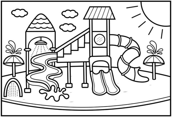 Водные горки на белом фоне