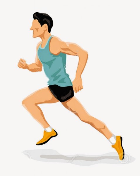 Спортсмен бежит на белом фоне