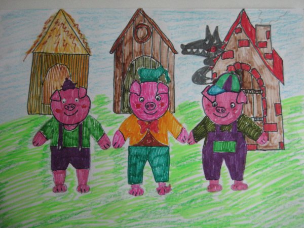 Иллюстрация к сказке три поросенка для детей