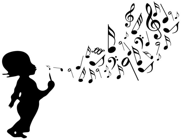 Дети поют силуэт