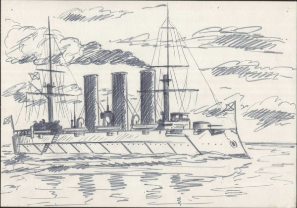 Крейсер Аврора рисунок карандашом