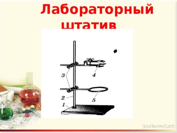Лабораторный штатив рисунок с надписями химия 8 класс
