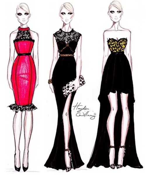 Эскизы модных платьев