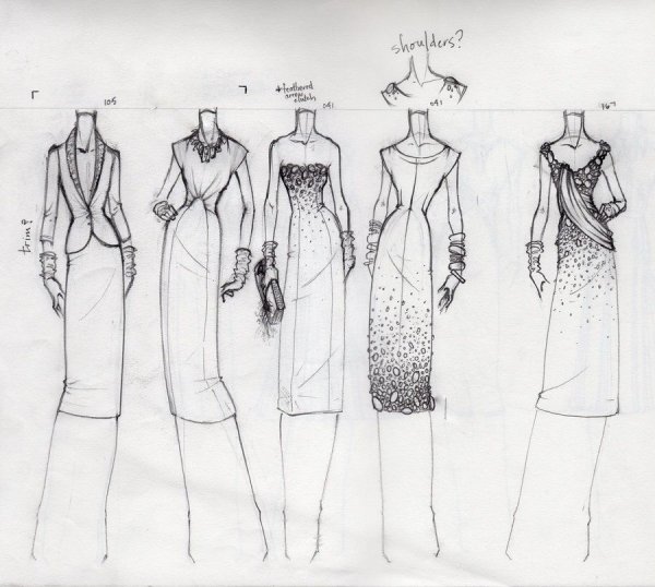 Эскизы одежды дизайнеров