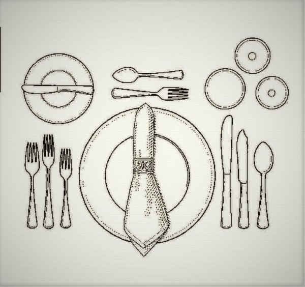Эскиз сервировки стола к обеду