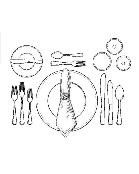 Схема сервировки стола( на 1 посадочное место)