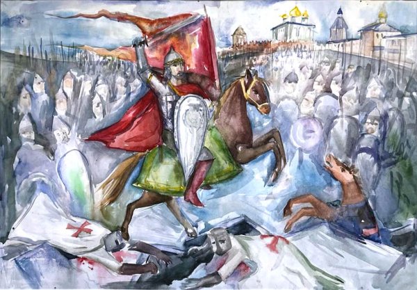 Александр Невский битва рисунки Ледовое побоище