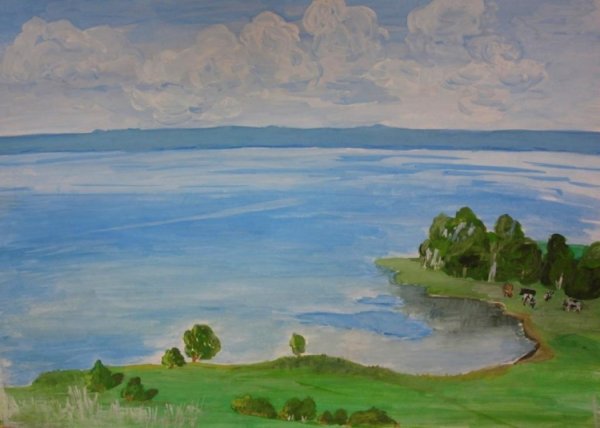 Нарисовать реку Волгу