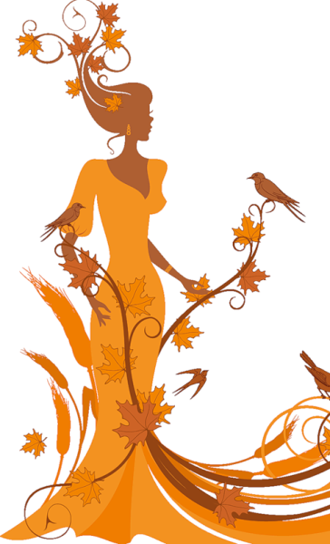 Силуэт девушки осень