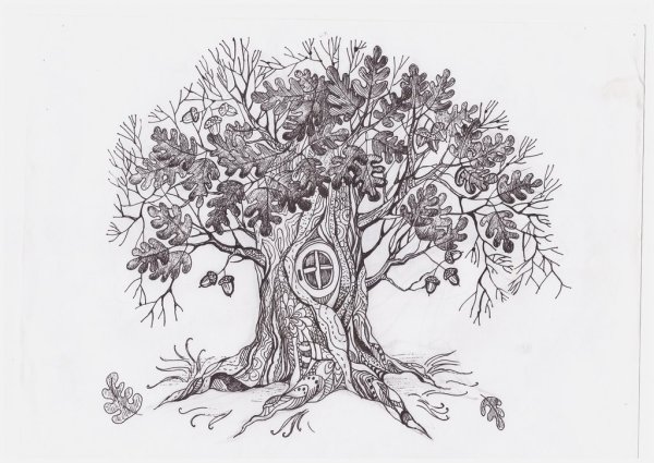 Дерево гелевой ручкой