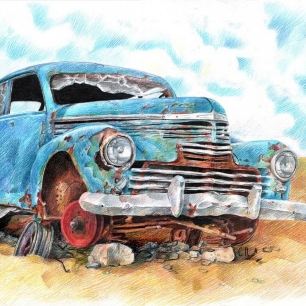 Рисование ретро автомобили