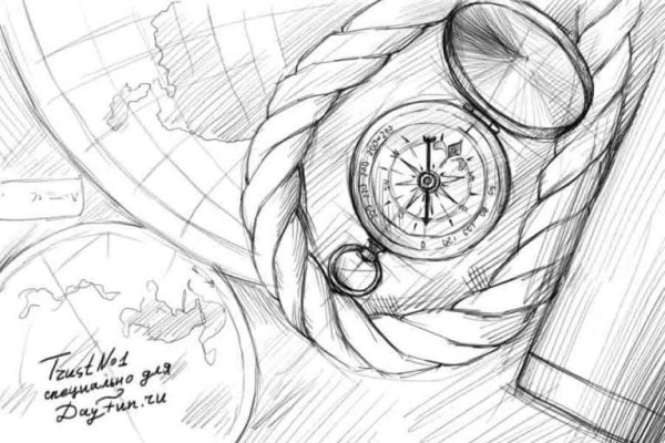 Компас рисунок карандашом