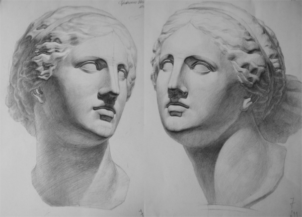 Гипсовая голова Афродиты построение