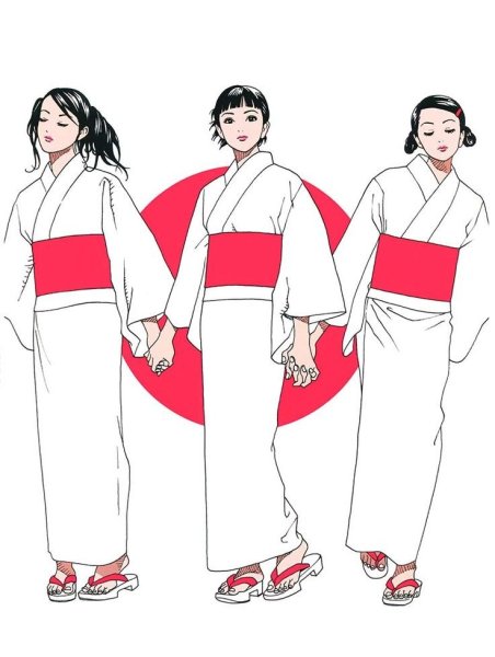 Японские костюмы женские нарисованные