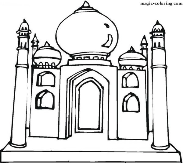 Раскраска храм Тадж Махал Индия