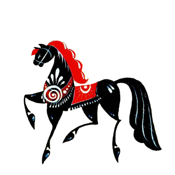 Городетская роспись конь