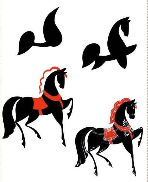Городецкая роспись элементы росписи конь