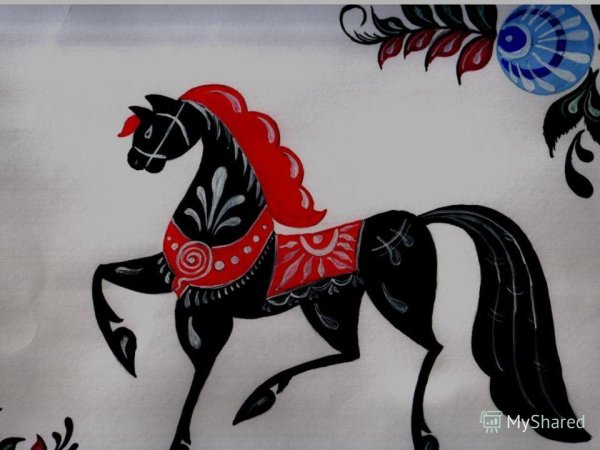 Роспись коня Городецкая роспись