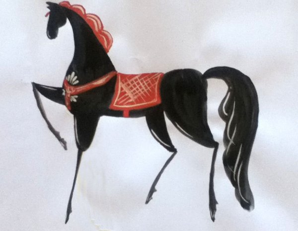 Росписи русские народные Городецкая кони