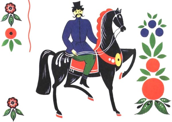 Городецкая роспись для детей конь