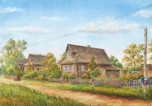 Деревня рисунок
