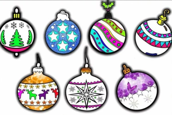 Новогодние шары раскраска