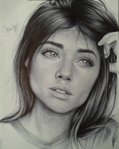Девушка карандашом